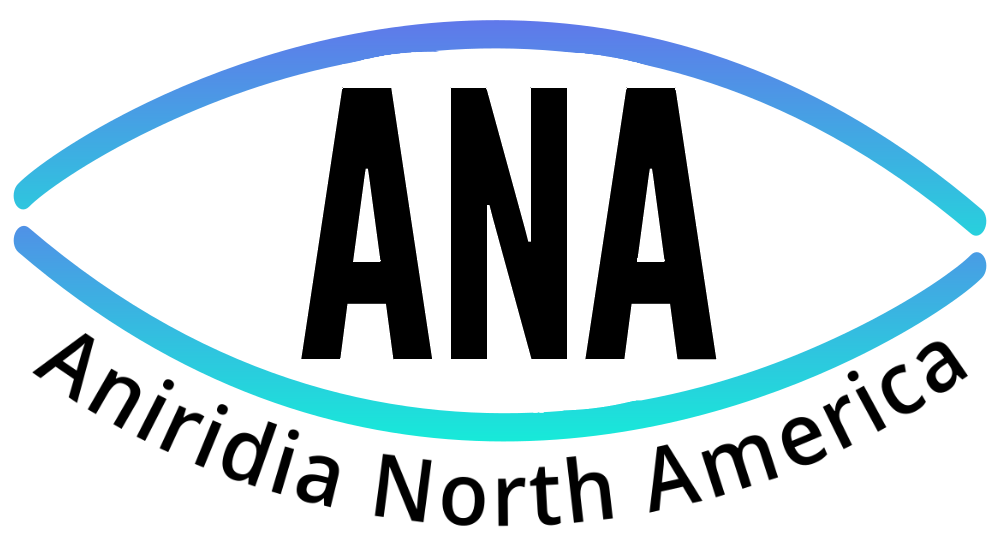 Logo - Outline of an eye, with ANA in the middle and Aniridia North America underneath