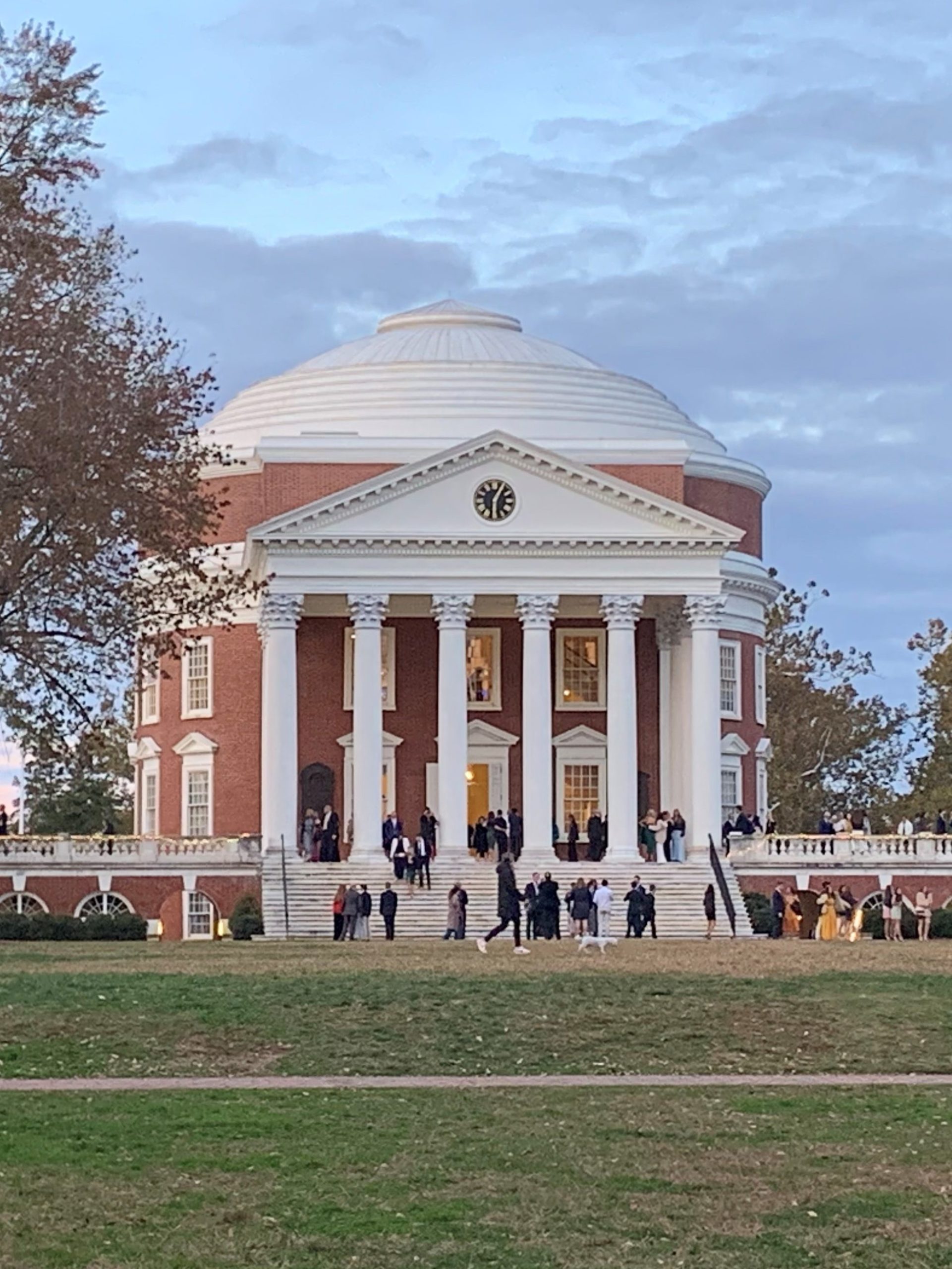 Photo of the Rotunda at the University of Virginia on a fall day.  